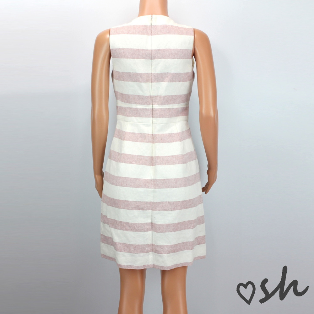 J. Crew Linen Blend Stripe Basket-Weave Dress - 6 - Picture 2 of 3